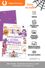 School Halloween Costume Party Invitation
