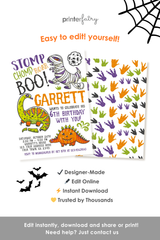 Dinosaurs Halloween Birthday Invitation