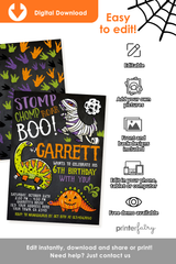 Dinosaurs Halloween Birthday Invitation