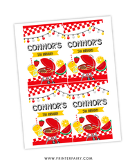 BBQ Birthday Party Drink Pouch Label