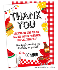 BBQ Birthday Party Thank You Card