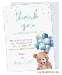 Bear Party Thank You Card