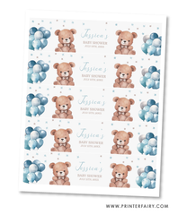 Bear Party Water Bottle Label