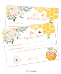 Bee Adoption Sign & Certificate