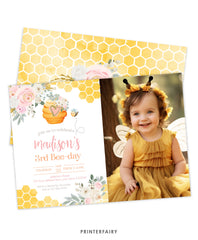 Bees Birthday Party Invitation with Photo