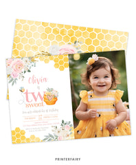 Bees 2nd Birthday Invitation with Photo