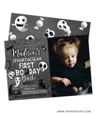 Halloween First Birthday Invitation with Photo