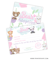 Bear Adoption Sign and Certificate
