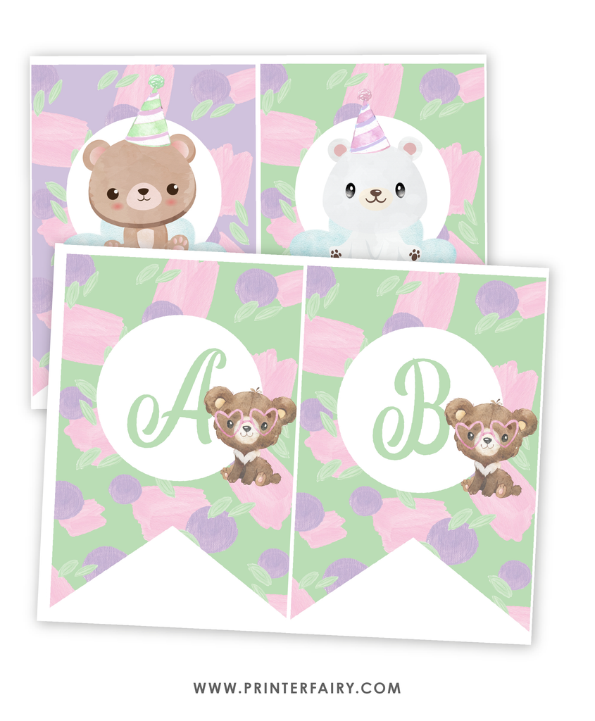 Bear Happy Birthday Banner | PrinterFairy