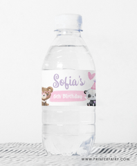 Bear Birthday Water Bottle Label