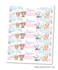 Bear Birthday Water Bottle Label