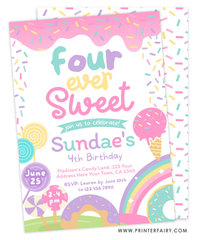 Candyland Fourth Birthday Party Invitation