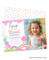 Candyland 4th Birthday Party Invitation with Photo