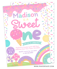 Candyland First Birthday Party Invitation