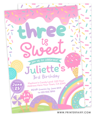 Candyland Third Birthday Party Invitation