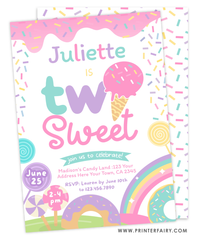 Candyland Second Birthday Party Invitation