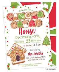 Gingerbread Decorating Christmas Party Invitation