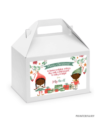 Elf Christmas Gable Box Label