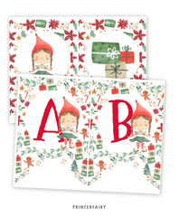 Elf Christmas Birthday Banner
