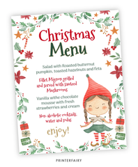 Elf Christmas Menu