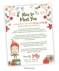 Christmas Elf Nice to Meet You Letter