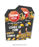 Construction Birthday Favor Tags
