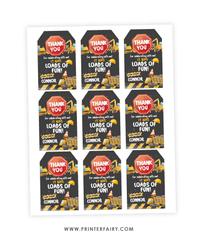 Construction Birthday Favor Tags