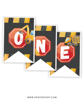Construction First Birthday Party Bunting