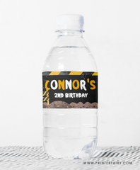 Construction Birthday Water Bottle Labels
