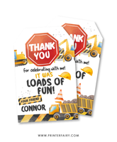 Construction Birthday Favor Tags