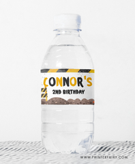 Construction Birthday Water Bottle Labels