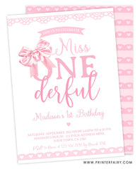 Coquette First Birthday Party Invitation