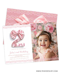 Coquette 2nd Birthday Invitation with Photo