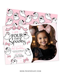 Coquette Ghost Four ever spooky Invitation with Photo