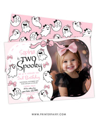 Coquette Ghost Two Spooky Invitation with Photo