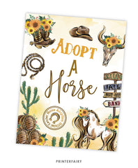 Adopt a Horse Sign and Certificate