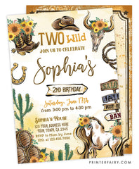 Cowgirl Second Birthday Invitation