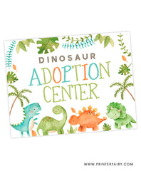 Dinosaur Adoption Sign & Certificate