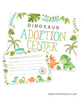 Dinosaur Adoption Sign & Certificate