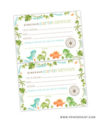 Dinosaur Adoption Sign & Certificate