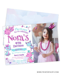 Dragon Birthday Party Invitation with Photo