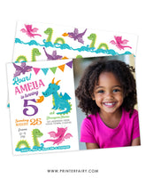 Dragon Birthday Party Invitation with Photo