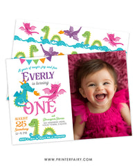 Dragon 1st Birthday Invitation with Photo
