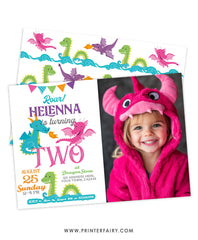 Dragon 2nd Birthday Invitation with Photo