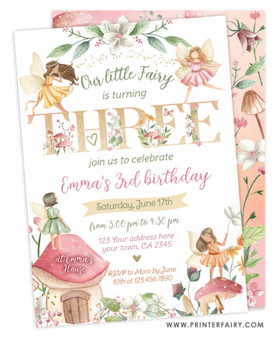 Fairytale Third Birthday Invitation