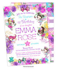 Fairy Baptism Birthday Invitation