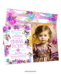 Fairy Baptism Birthday Invitation with Photo
