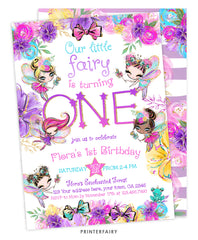 Fairy First Birthday Party Invitation