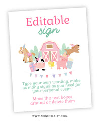 Farm Birthday Editable Sign