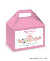 Farm Birthday Party Gable Box Label